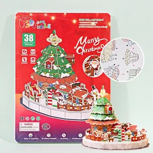 3D Christmas house puzzle kit for kids made of EPS foam board with 38 pieces