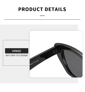 Détail de la charnière robuste de ces lunettes de soleil œil de chat pour une tenue fixe