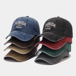 Casquettes de baseball vintage en coton délavé avec broderie Florida en plusieurs couleurs