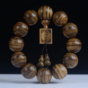 Vietnam Agarwood Buddhist Prayer Beads Natural Wood Tiger Skin Texture Meditation Zen Style Bracelet For Men Women
