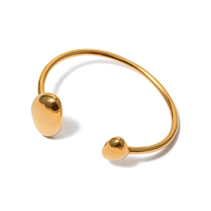 Bracciale rigido aperto in acciaio inossidabile 18k oro con estremità a goccia per donna