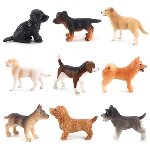 Set of 9 realistic mini dog figurines including Golden Retriever and Schnauzer models