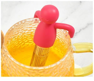Infusor de té muñeco de silicona filtro té suelto oficina hogar vista detalle