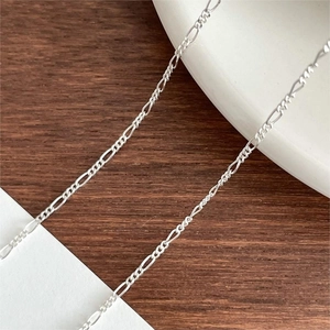 Minimalist 925 sterling silver Figaro chain necklaces with elegant interlocking links