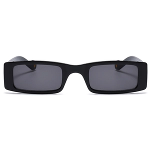Retro square small frame sunglasses in glossy black with Y2K vintage style