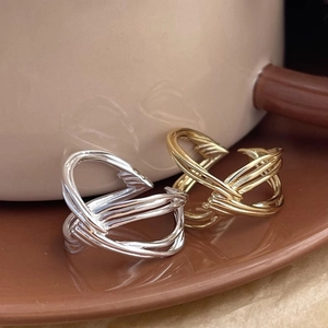 Minimalist 925 sterling silver knotted cross rings in gold and silver finish