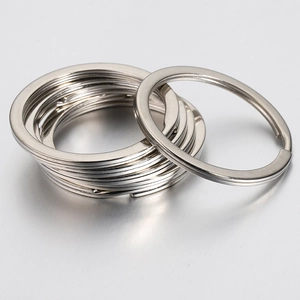 Flat polished silver stainless steel key rings for DIY jewelry and keychains