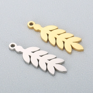 Gold and silver stainless steel hollow leaf pendants for DIY jewelry making
