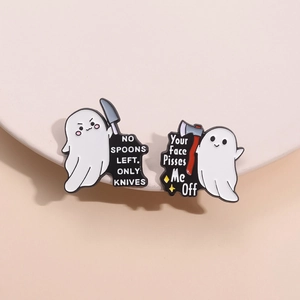 Halloween Ghost Enamel Brooch Pin Cartoon Zinc Alloy Badges Gothic Dark Humor Clothing Decoration Party Accessories For Men Women