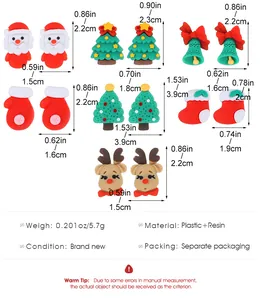 Size chart showing resin Christmas studs dimensions for Santa, Tree and Reindeer styles
