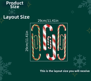 Detailed size chart showing Christmas wall sticker layout dimensions 29x29cm for decor
