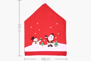 Detail of Christmas chair cover with Santa and Snowman prints and 60x49cm dimensions