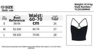 Tableau des tailles détaillé avec mesures pour le caraco sexy avec nœud torsadé