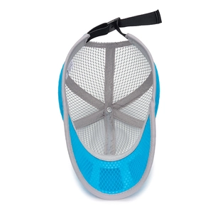 Breathable blue mesh pet baseball cap for sun protection with adjustable strap