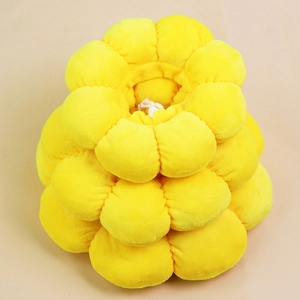 Soft sunflower elizabethan collars for pets in yellow plush fabric with adjustable drawstrings