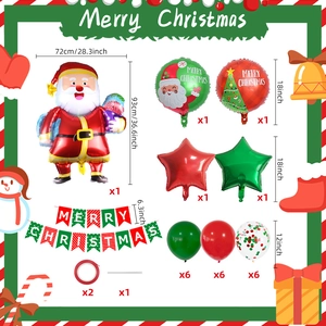 Vue détaillée du kit de ballons de Noël avec Père Noël et décorations de fête