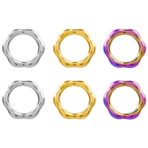 Hexagon Wave Ring Pendant 304 Stainless Steel Hollow Polished Geometric Charm For DIY Jewelry Making Accessories