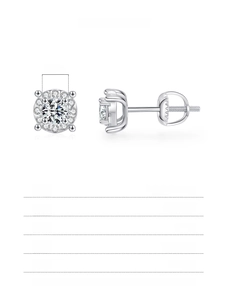 Detail specifications of 925 sterling silver four-prong moissanite stud earrings 3.5mm