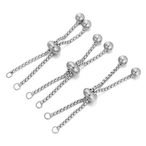Adjustable silver stainless steel box chain with slider bead for DIY jewelry making