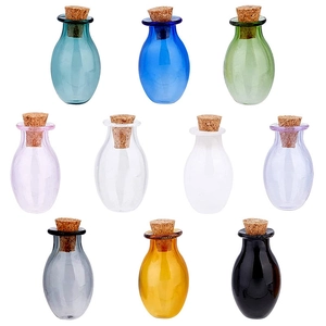Mini Oval Wishing Bottles Colorful Glass Drift Vials With Cork Stoppers And Eye Pins For DIY Crafts Or Miniature Decor