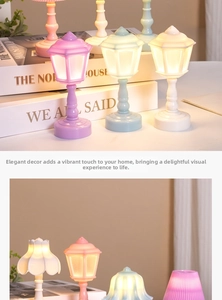 Mini Lily of the Valley LED night lamps in pastel colors on a stack of books