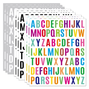 Stacked colorful alphabet stickers showing 26 letters for notebooks and industrial use
