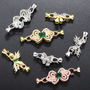 Fermoirs à bijoux en forme de nœud avec zircon pour colliers et bracelets en or et argent