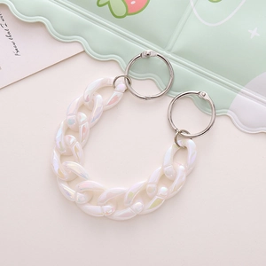 Chunky iridescent white acrylic chain with silver metal rings for DIY shoe charms or bags