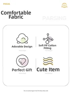 Detail showing soft PP cotton filling and comfortable fabric of the plush toy pillow