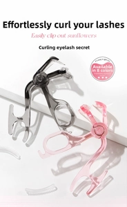 Detail of frameless eyelash curler with comb teeth and silicone refill pads