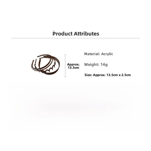 Detail specifications of leopard print acrylic hair hoops with 13.5cm size and 14g weight