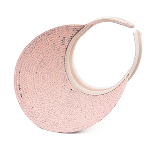 Visera de sol de paja rosa con ala ancha para mujer para la playa y actividades al aire libre