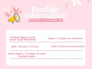 Detail view of A6 loose-leaf budget planner specs with colorful expense tracking pages