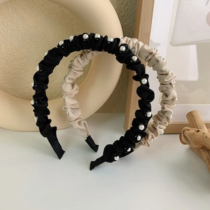 Cerchietto Elegante In Tessuto Pieghettato Con Künstliche Perle Decorativo Per Capelli Donne Ragazze