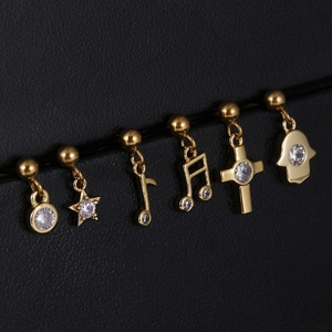 Collection of gold 316L stainless steel flat back studs with clear zircon stones
