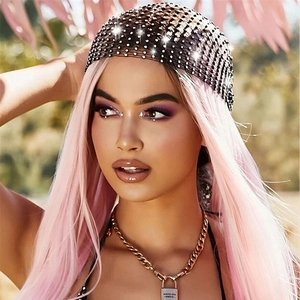 Rhinestone Mesh Hairnet Headscarf Elastic Fishnet Hat Sparkly Crystal Headwear For Carnival Party Festival Streetwear Women Accessory