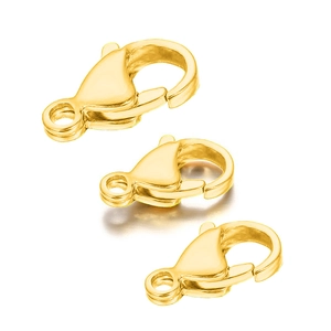 Three 18K gold plated stainless steel lobster clasps for jewelry and accessory making