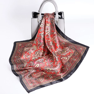 Vintage Paisley Print Satin Satin Like Square Scarf Small Headwear Neck Hair Wrap Elegant Headband Handkerchief For Women