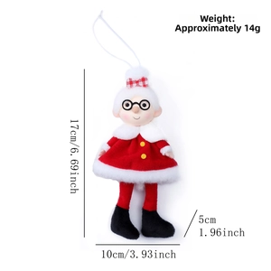 Detailed plush Christmas grandmother ornament size specification showing height and width