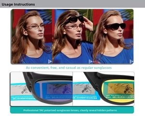 Polarized TAC lens performance test showing hidden pattern on card for cycling glasses