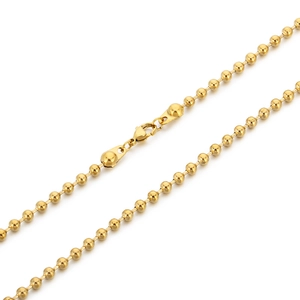 Collier minimaliste à billes en acier inoxydable plaqué or 18K avec fermoir mousqueton