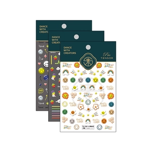 Stereo embossed nail stickers with colorful smiley faces and rainbow patterns