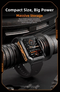 Rugged outdoor smartwatch with heart rate display on heavy industrial metal parts
