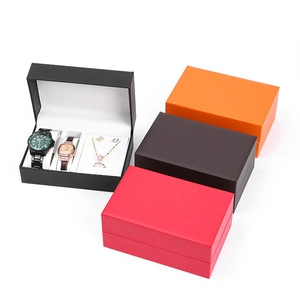 Premium solid color leather watch and jewelry display gift boxes in multiple colors