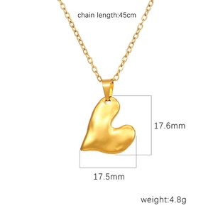 Minimalist gold heart necklace with irregular 3D pendant on high-quality titanium steel chain