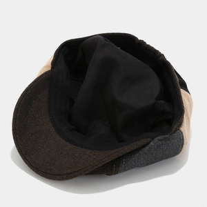British retro patchwork newsboy cap in tweed fabric for autumn and winter outdoor wear