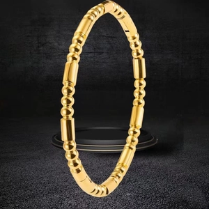 Minimalist Stainless Steel Beaded Segmented Bangle For Women Adjustable Open Cuff Bracelet High Polish Fashion Jewelry
