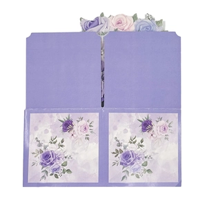 3D pop-up purple rose flower bouquet gift box card with romantic paper-cut design