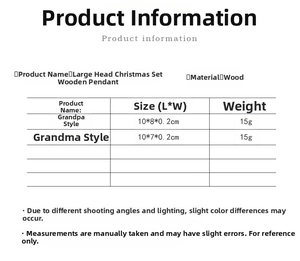 Size chart for wooden Santa and Mrs. Claus Christmas tree ornaments with dimensions