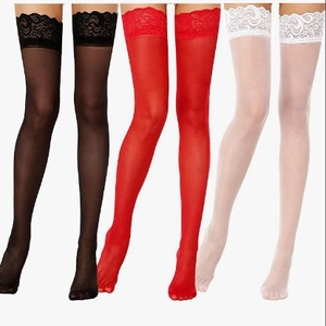 Calze Autoreggenti Trasparenti Taglie Forti Con Bordo In Pizzo E Fiocchi Sexy Calze Sopra Il Ginocchio Per Donna Da Discoteca Festa